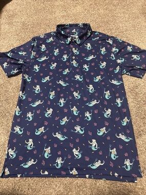 Chubbies Triton Of The Sea Print Short-Sleeve Golf Polo Shirt Men’s Large